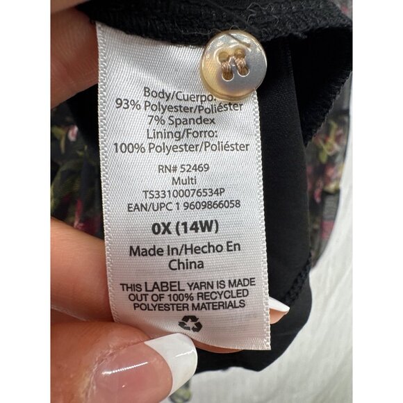 Terra & Sky Womens Top Sz 0X 14W Plus Black Floral WhimsiGoth FairyGoth Mesh Net - Picture 4 of 10